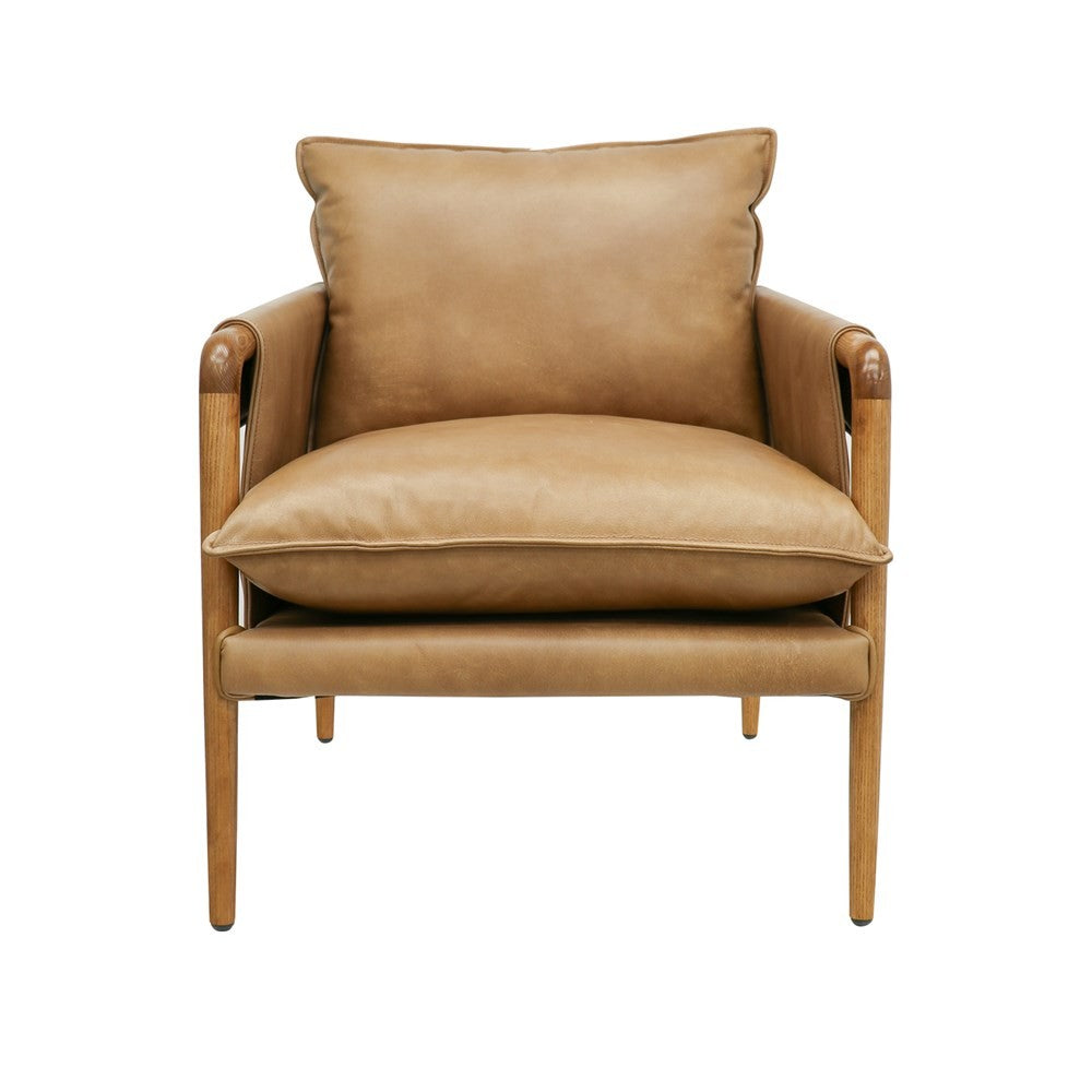 Saddle leather armchair - tan