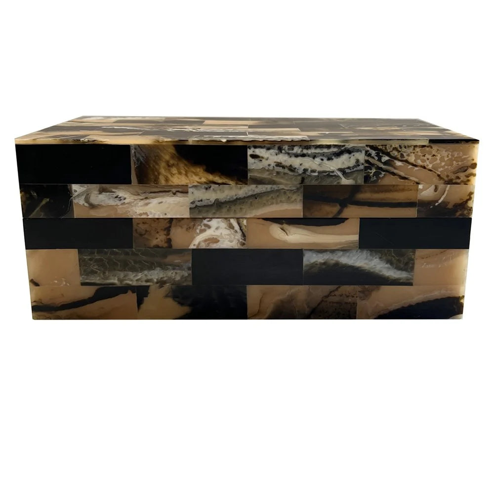Faux horn box 23x12.5x10 natural mix
