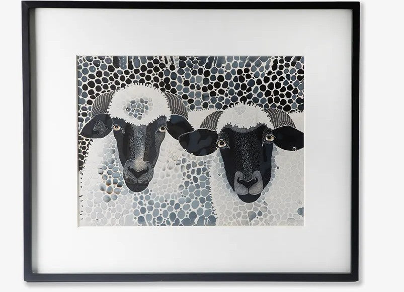 Sheep heads wall art black white