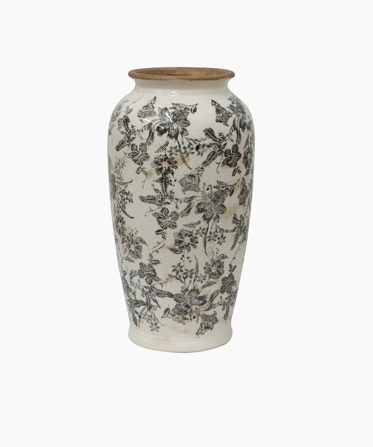 Black Floral Vase Large