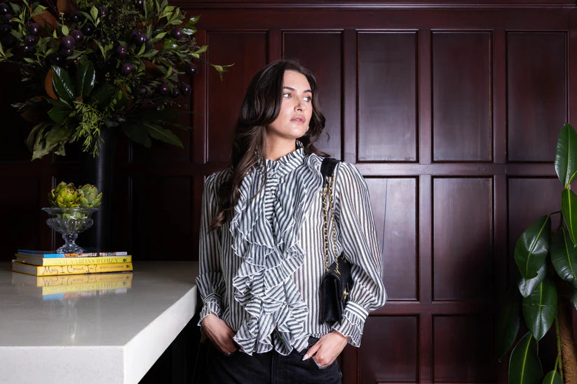 Drama - Willow Blouse  Green stripe 12