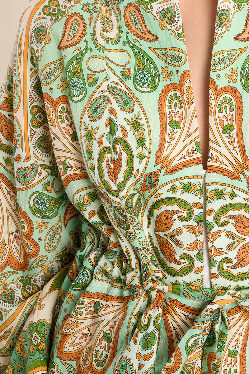 Molly Bracken Woven Kimono - Green Ines - Medium