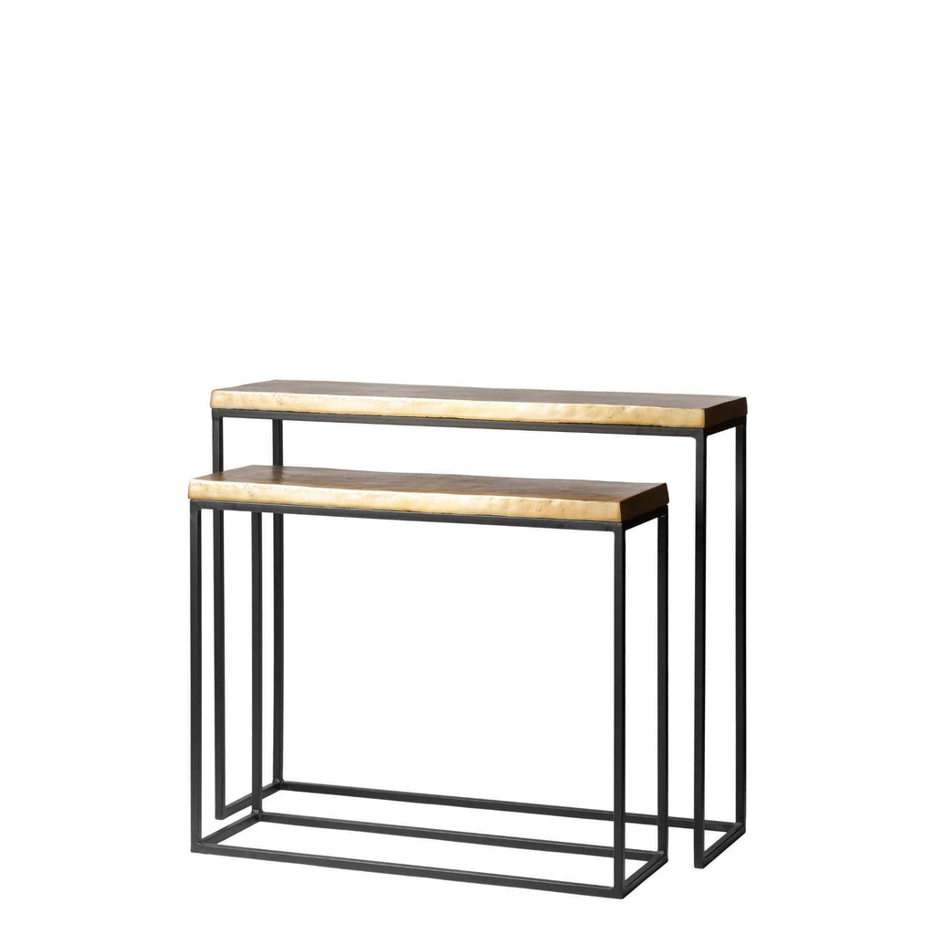 Naples aluminium & iron console table set 2