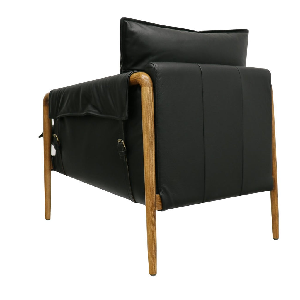Saddle leather armchair - Black