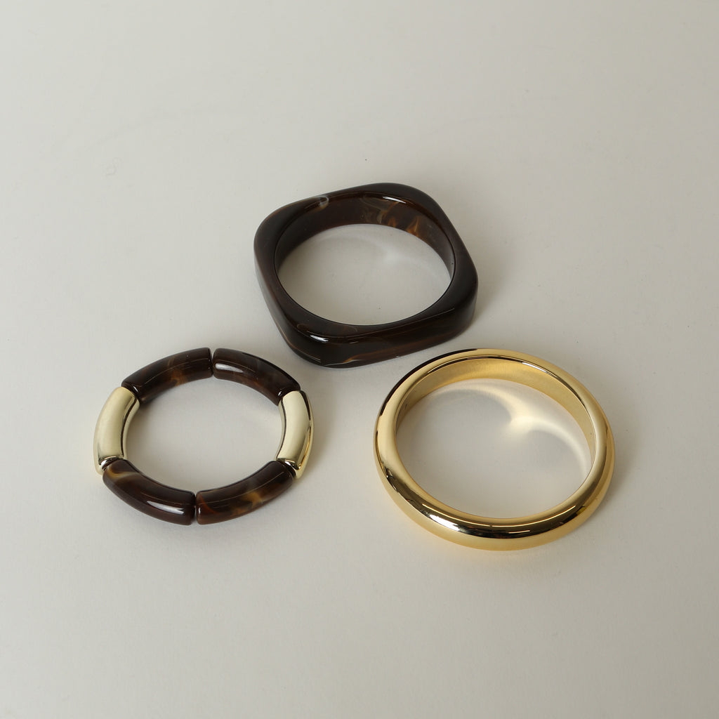 Beatrice Bangle Set - Brown