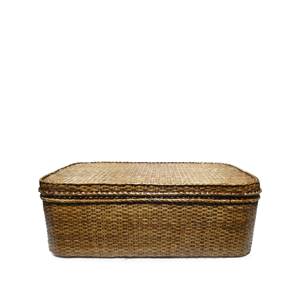 Rattan coffee table chest brown