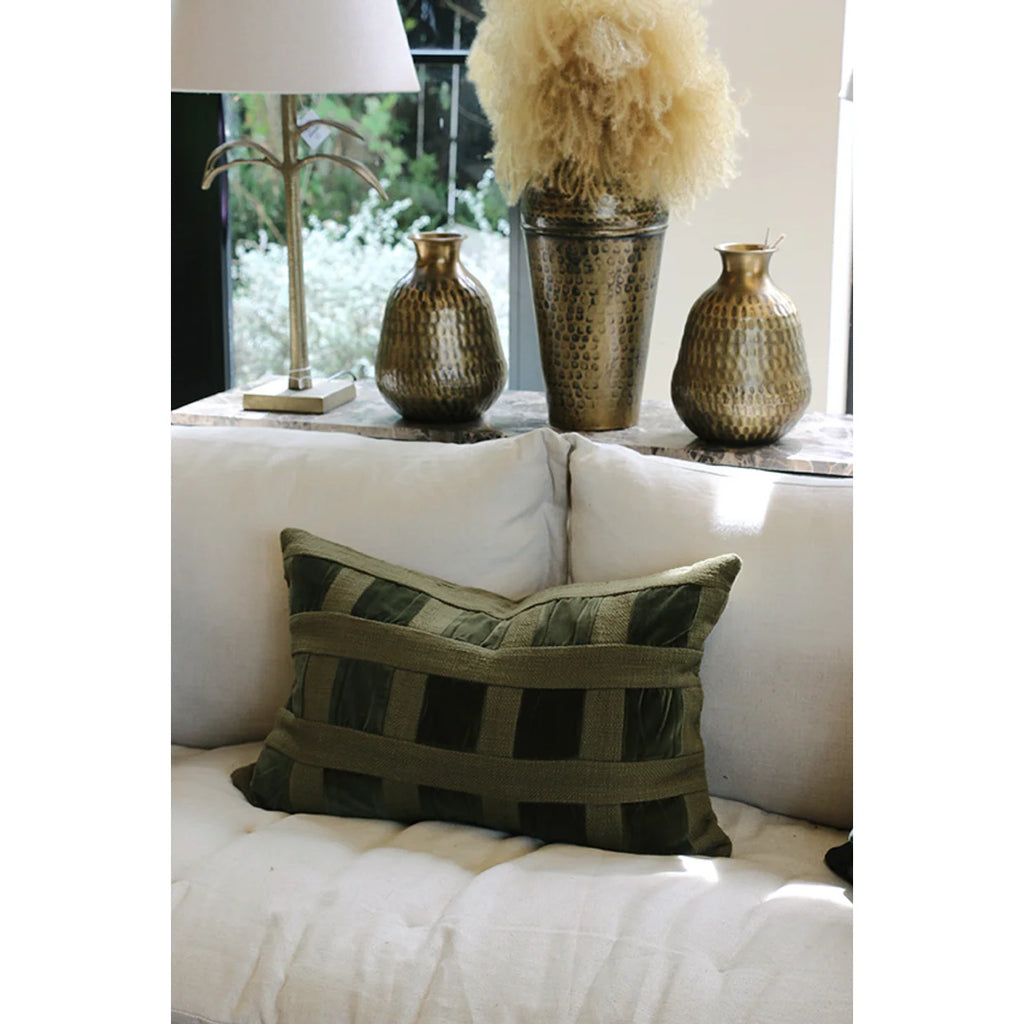 Emerald Velvet checker Cushion