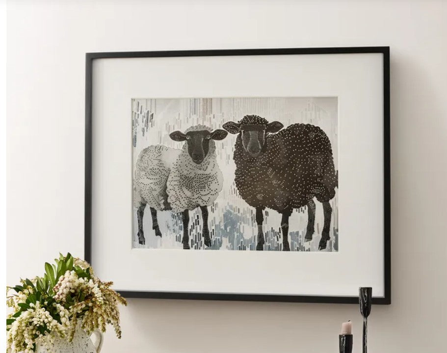 Sheep wall art black white