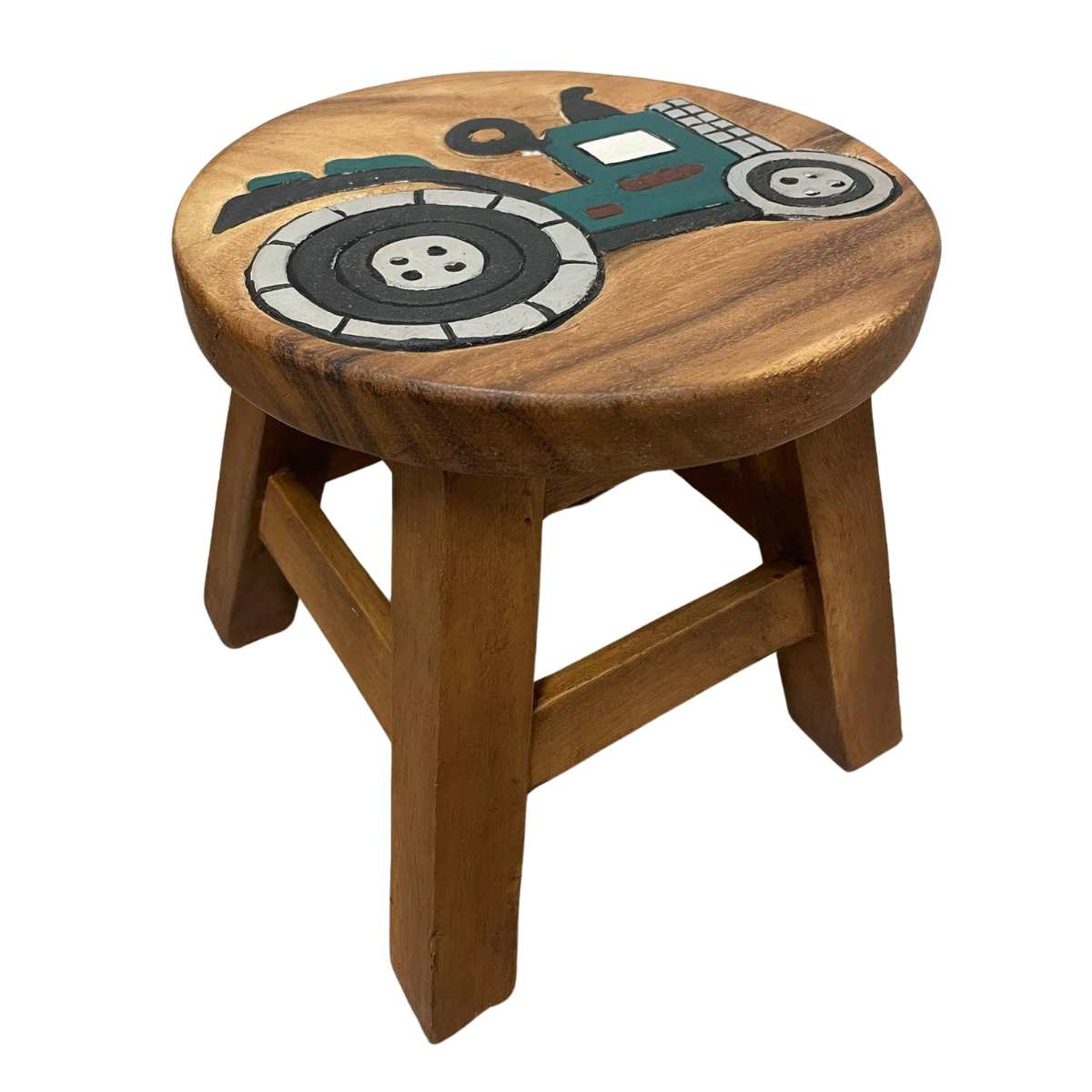 Wooden Kids Stool - Green Tractor