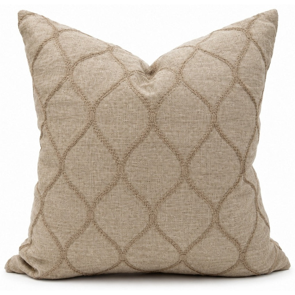 Snugg & Co cushion diamond embroid natural linen