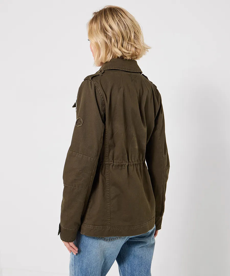 Enchanting embroidered casual jacket khaki