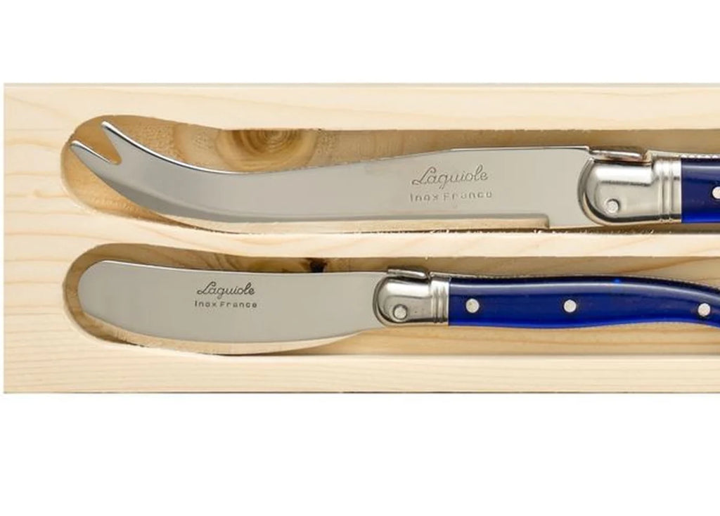 Laguiole Cheese Knife/spreader 2pc Set Blue