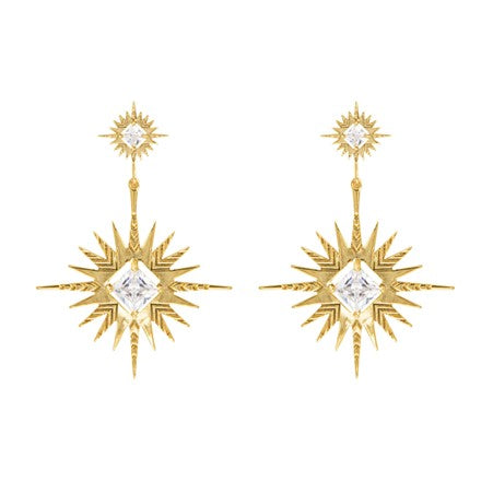 Solar Earrings - Gold Brillant cut