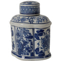 Ren Oval Jar with Lid - Blue and White