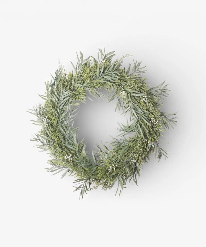 Mixed Silver Green Wreath 50cm