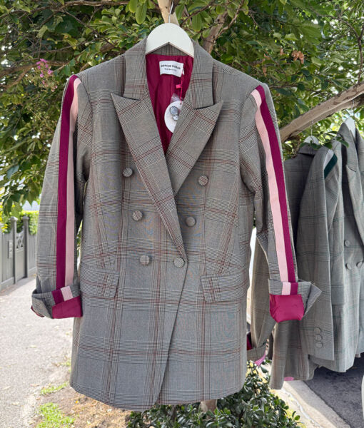 Sophie Moran Check Blazer Burgundy Stripe