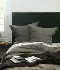 Laundered Linen Quilted Euro Set - Olive