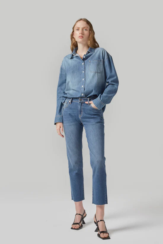 Perla Cropped Mid Rise Jeans- 10
