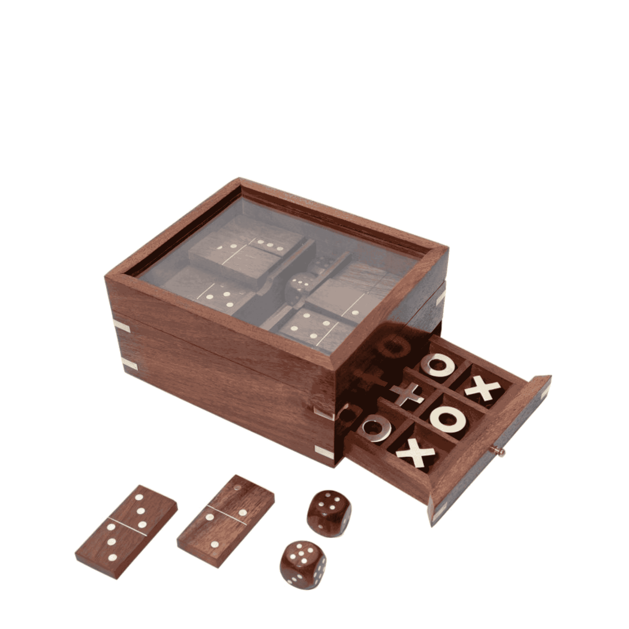 Multi Game set in wood and brass