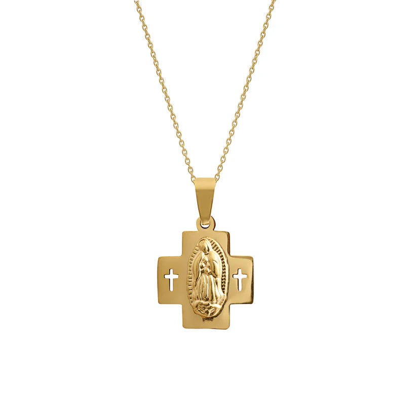 Saint cross necklace gold