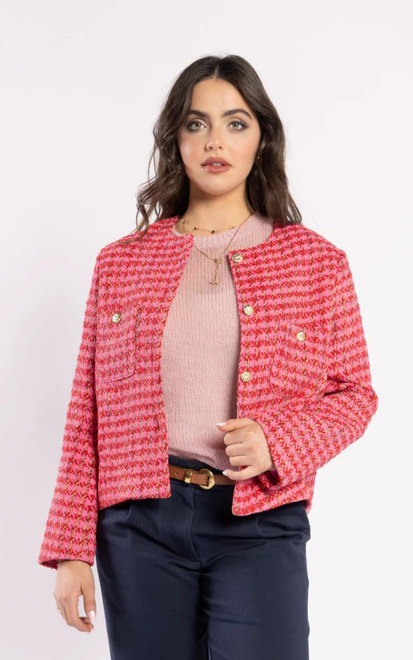 Seine Blazer Pink Herringbone