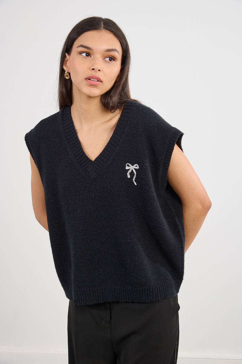 Lili Sidonio Knitted Sleeveless Sweater Black