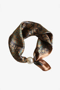 Pearl fasten neck tie autumn mosaic