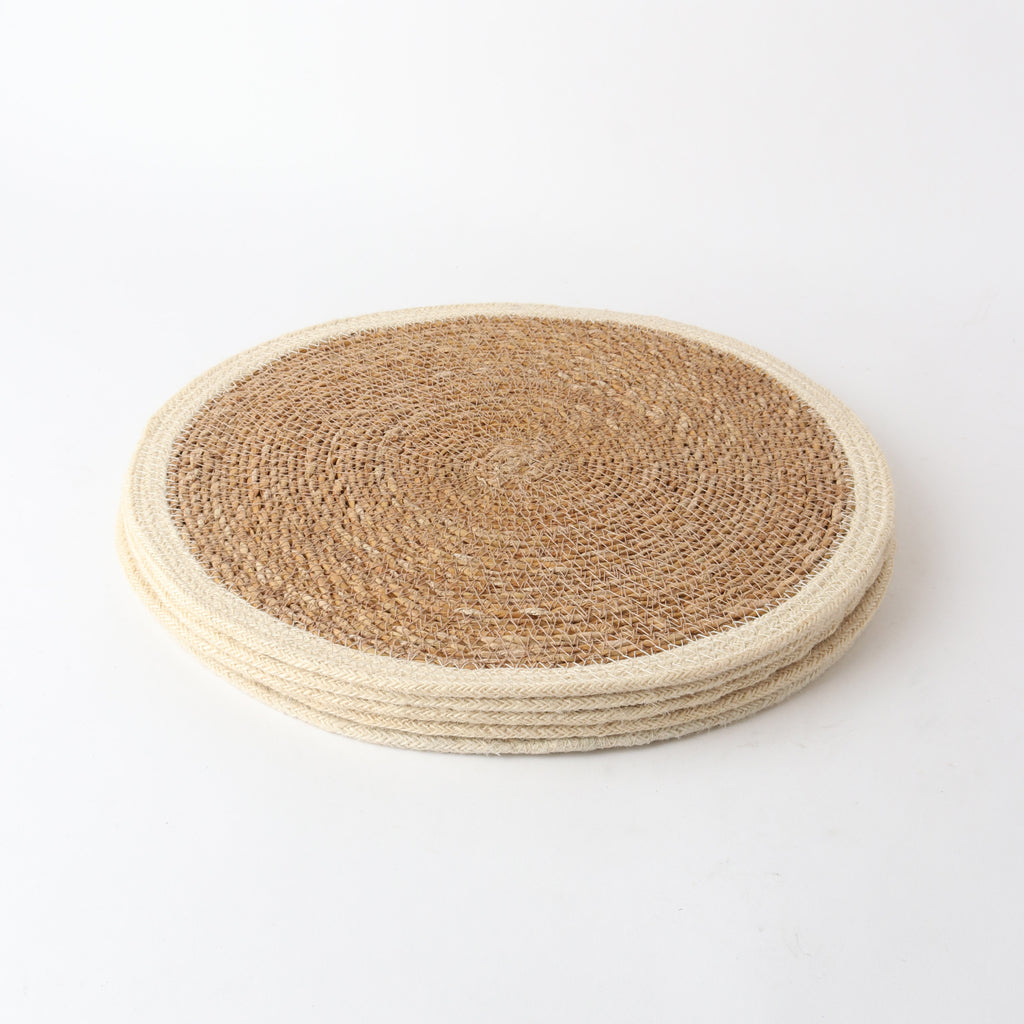 Round Seagrass/Jute Place mat Natural/White