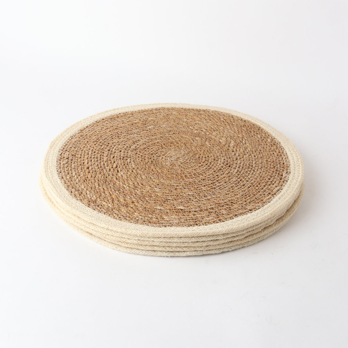 Round Seagrass/Jute Place mat Natural/White