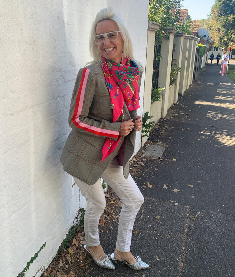 Sophie Moran Check Blazer Pink Red