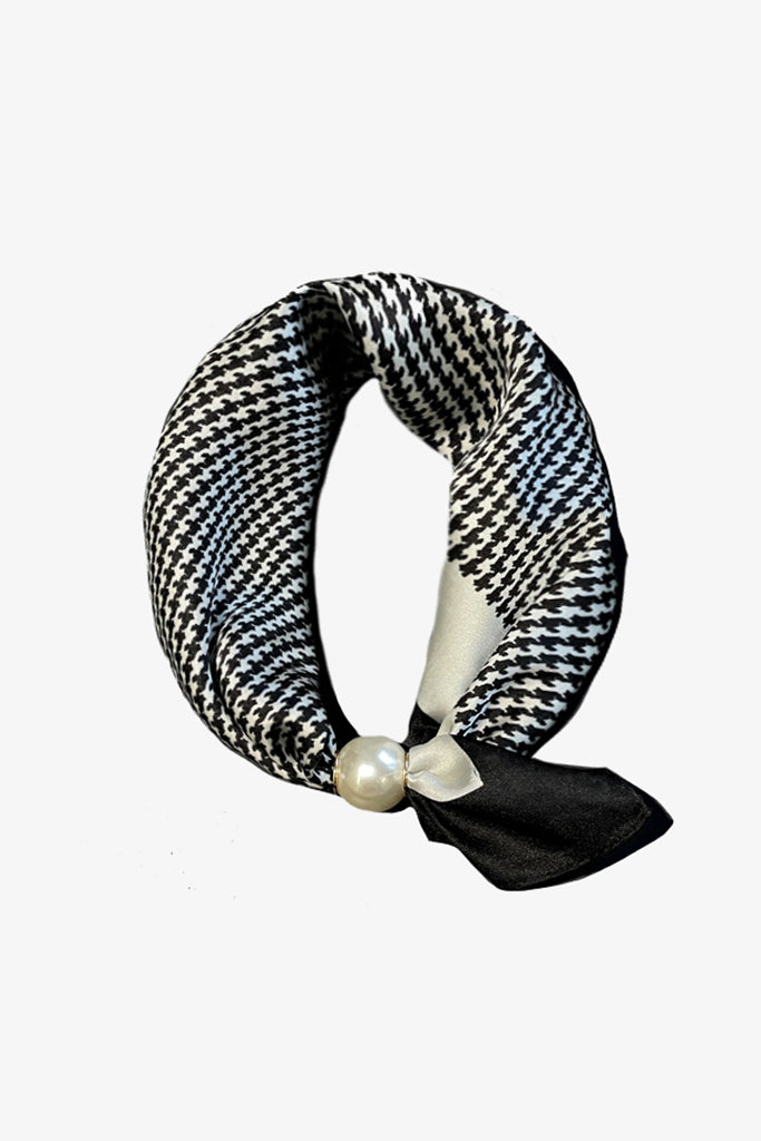 Pearl fasten neck tie herringbone