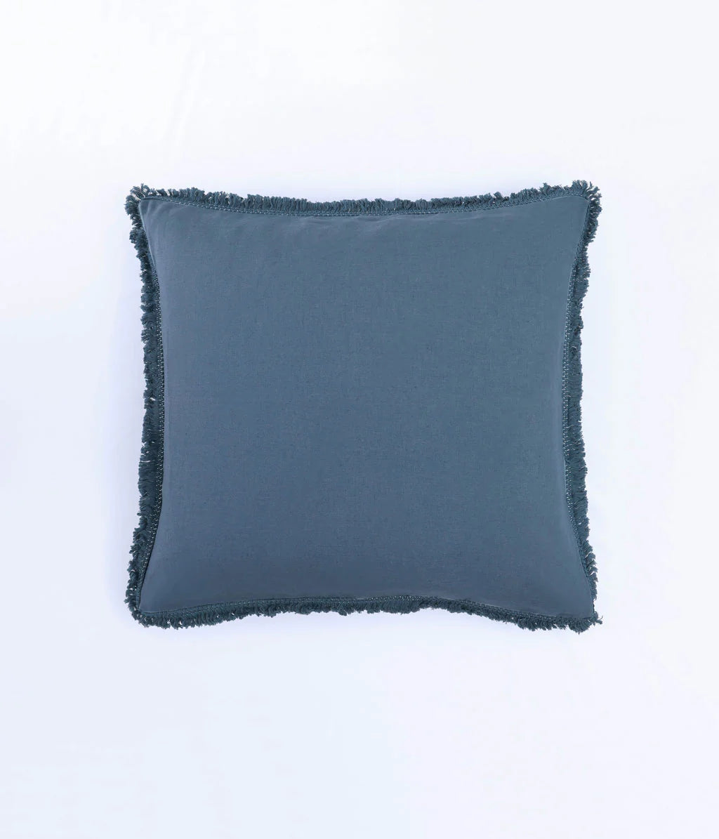 Laundered Linen Tassel Euro Ocean