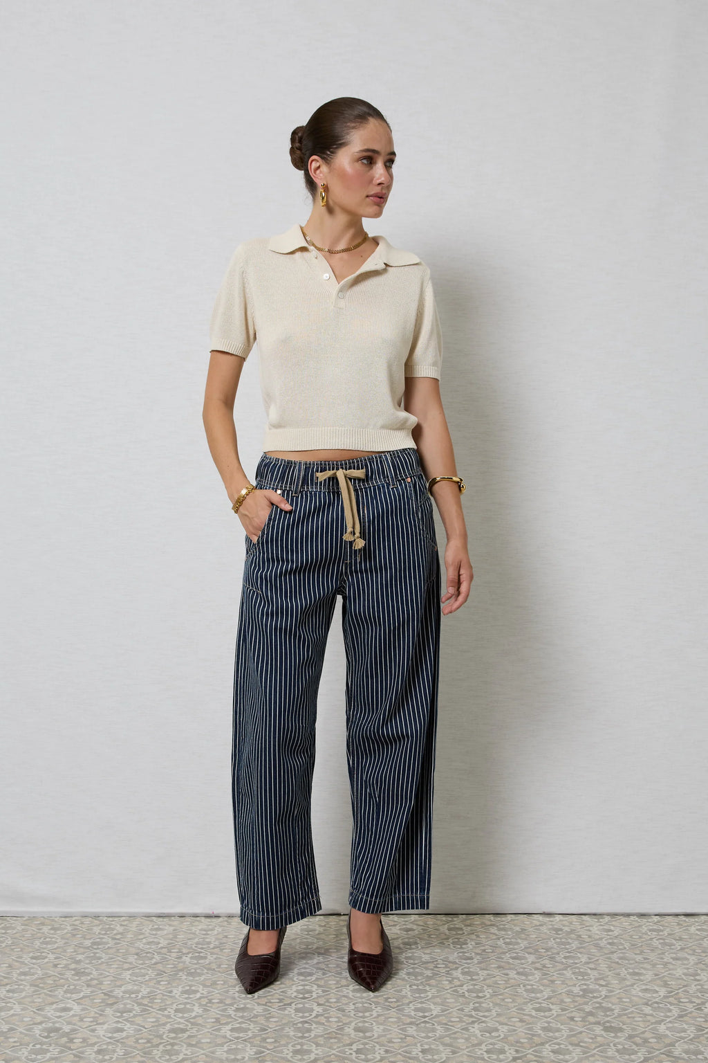Dricoper Active Indigo Stripe Barrel Jeans