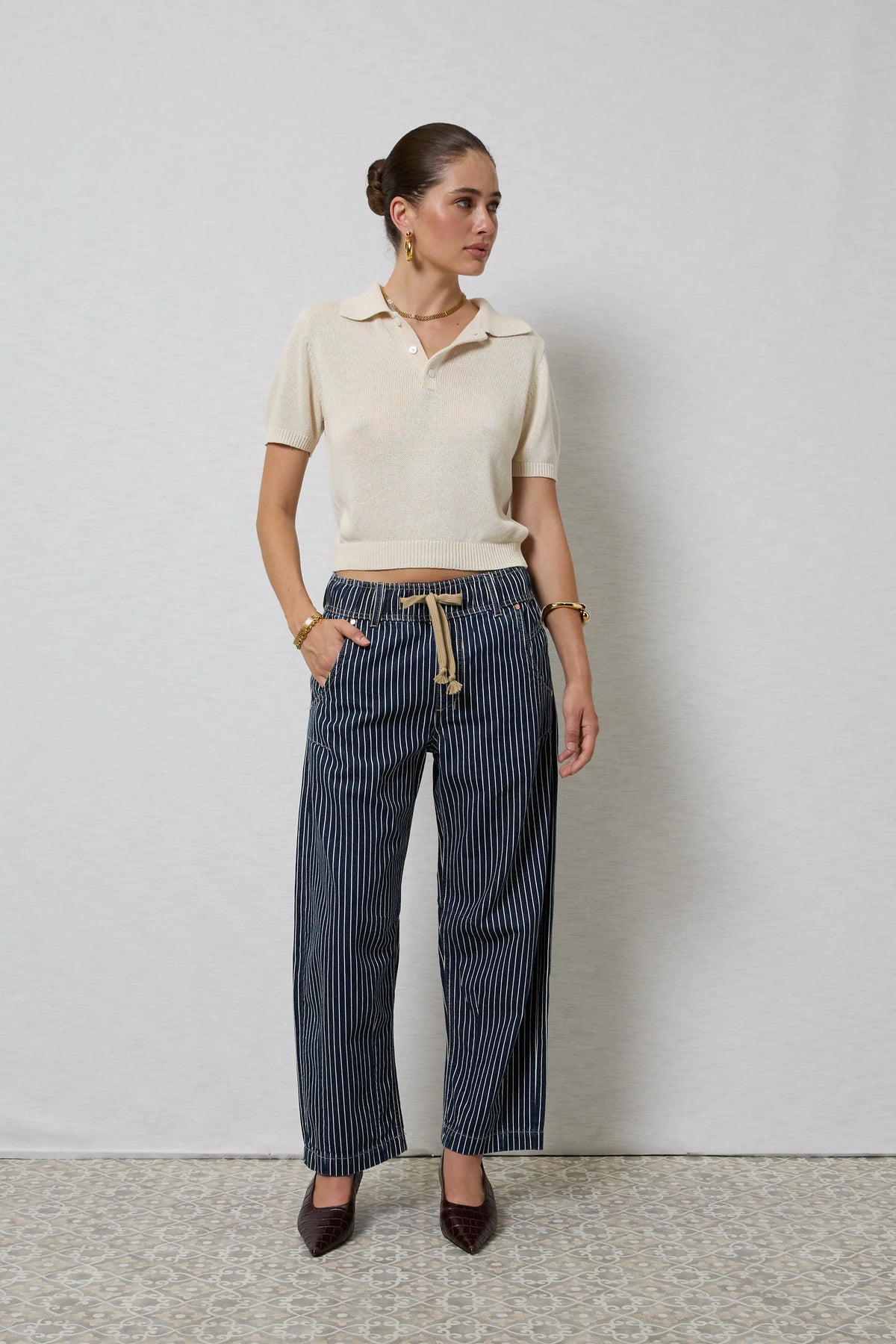 Dricoper Active Indigo Stripe Barrel Jeans