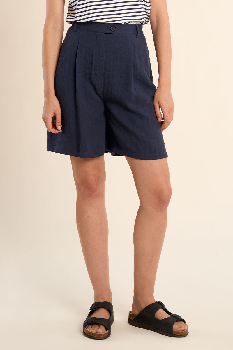 Molly Bracken Woven Shorts - Navy Blue - Small