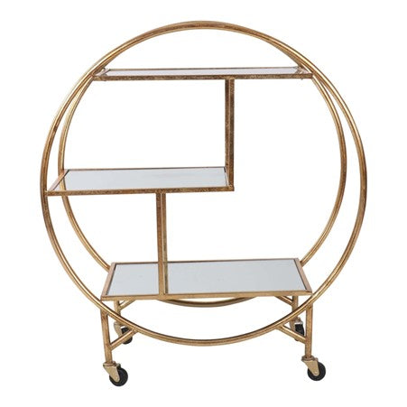 Antique Gold Bar trolley mirror shelves