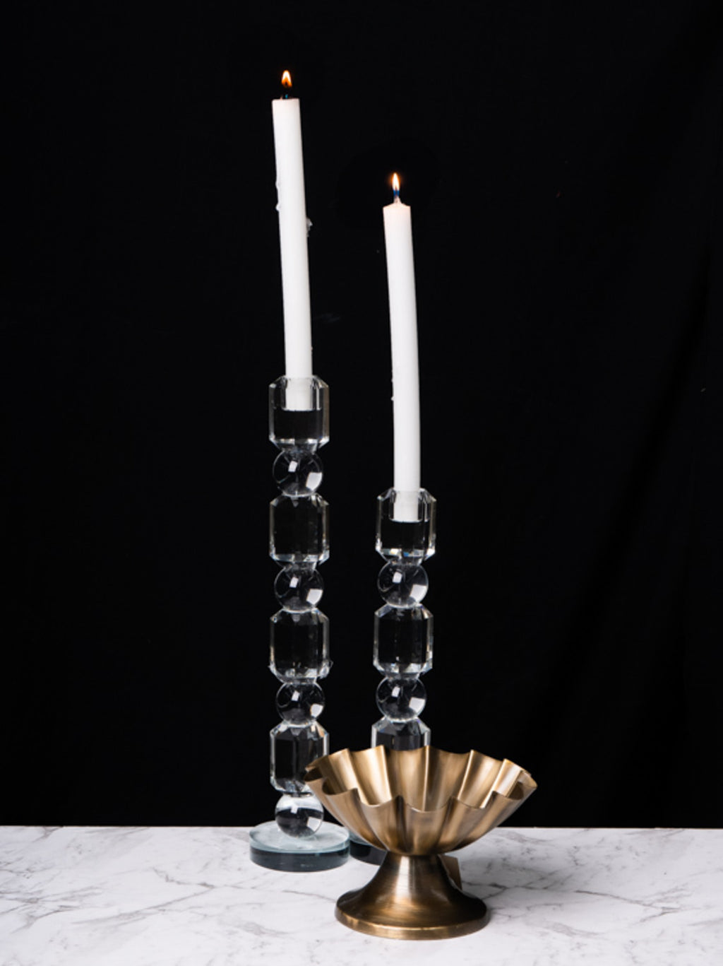 Glass taper candle holder small