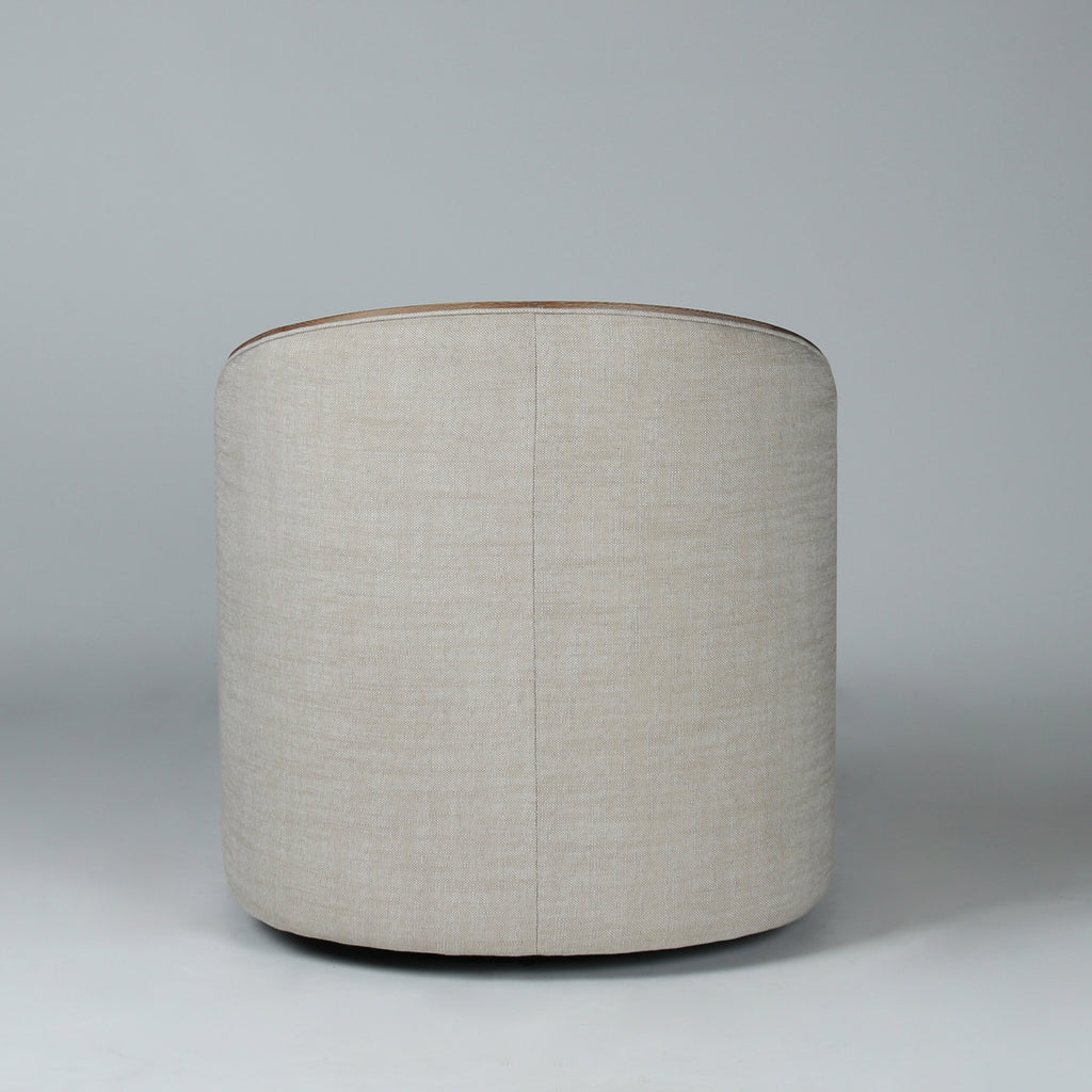 Barrell Swivel Chair - Linen Look + Light Oak