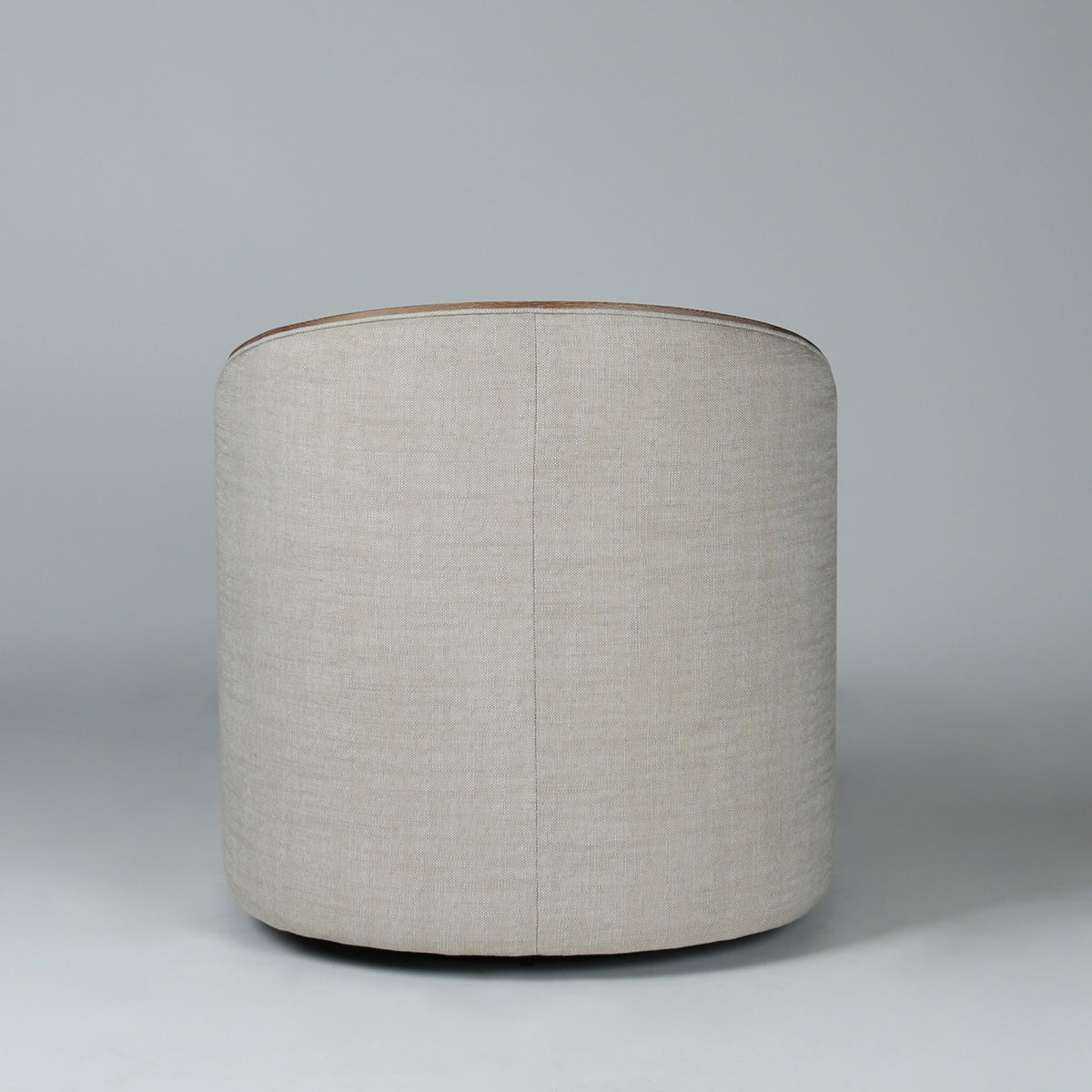 Barrell Swivel Chair - Linen Look + Light Oak