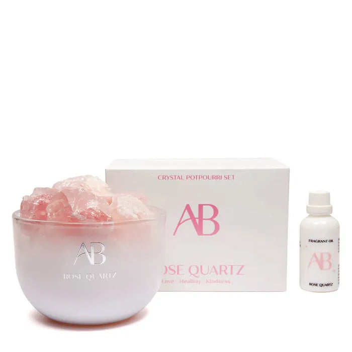 Rose Quartz 1kg Crystal Potpourri Set &amp; Essential Oil