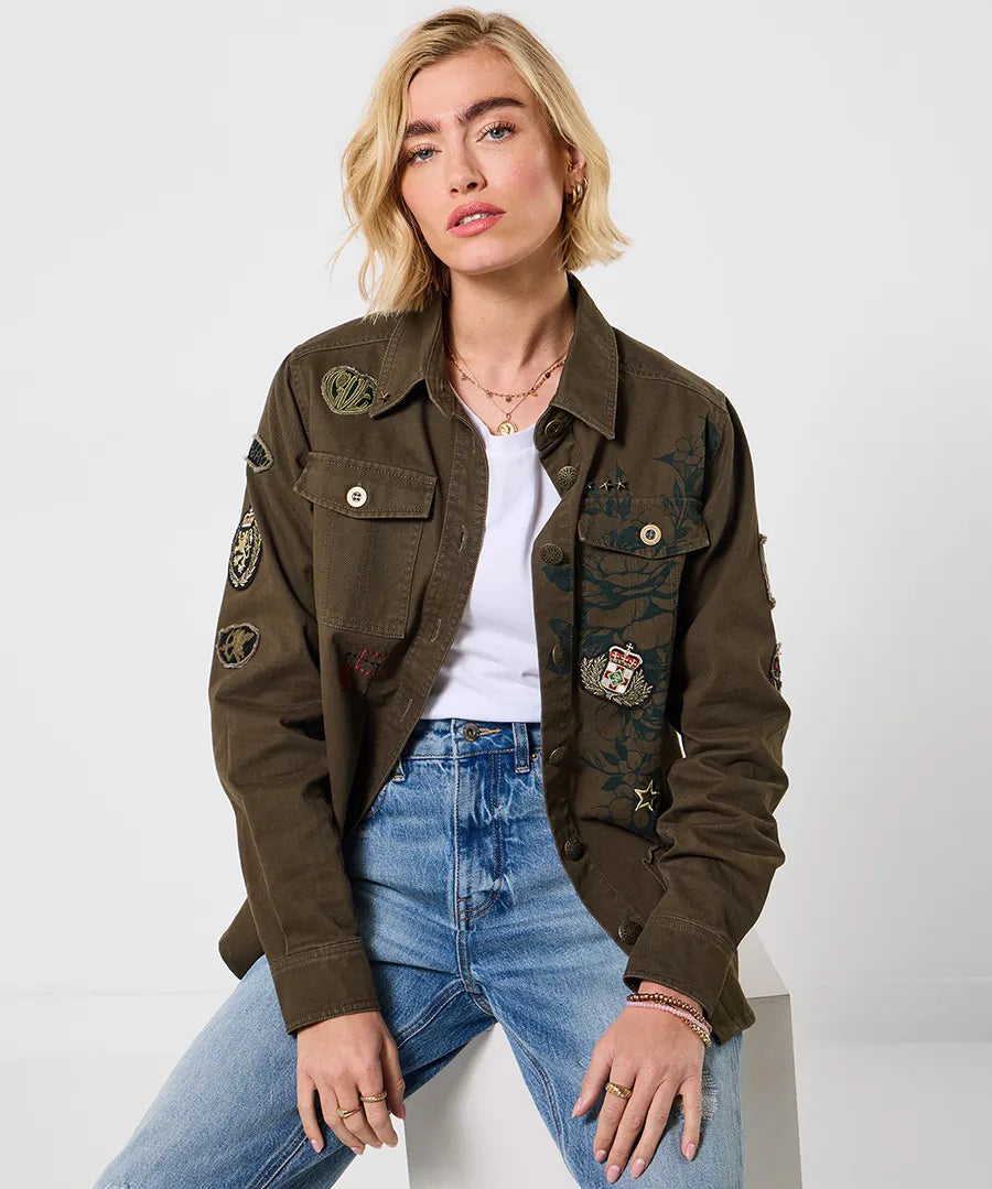 Lexie badged shirt khaki