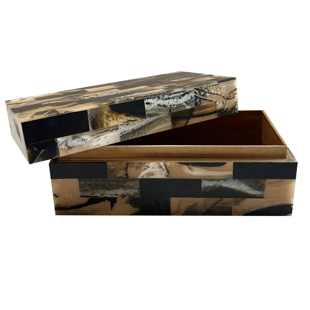 Faux horn box 23x12.5x10 natural mix