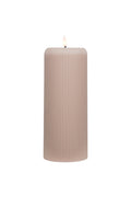 LED Ribbed Taupe Candle - Large