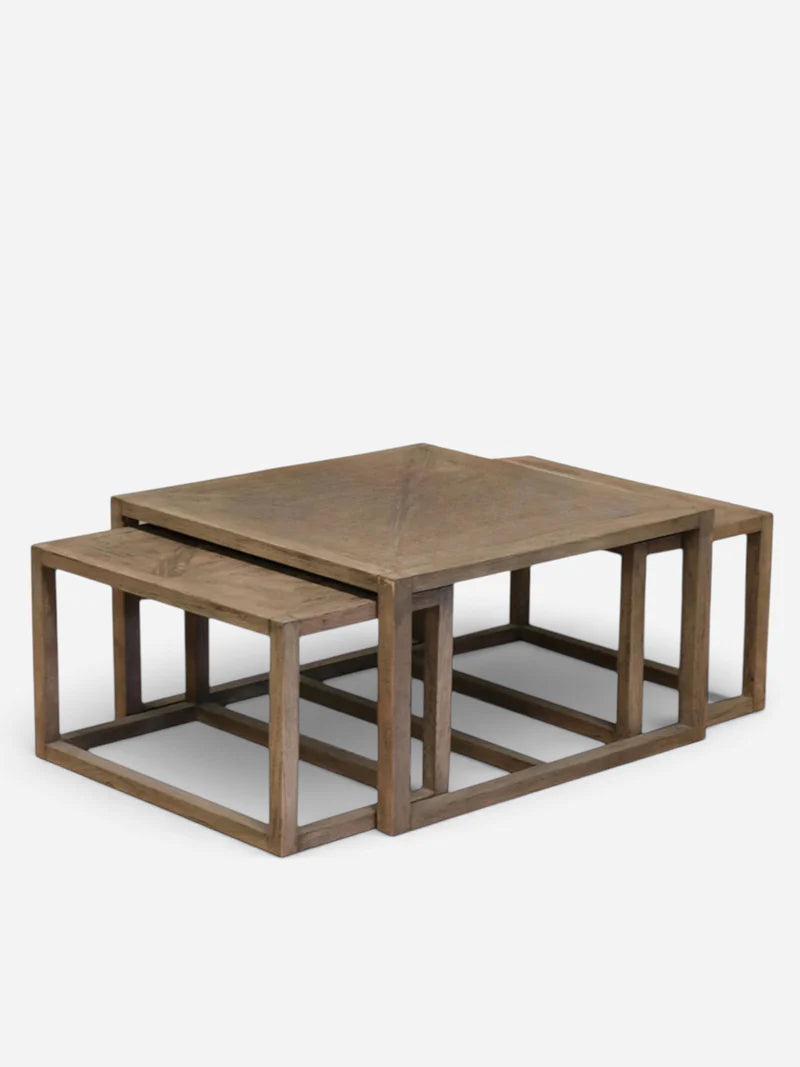 Omaha natural oak coffee table nest 3