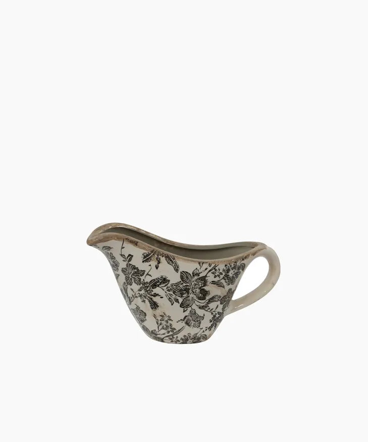 Black Floral Bowl Jug