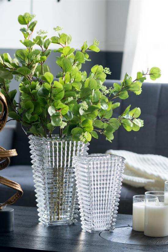 Facet Rectangle Cut Glass Vase