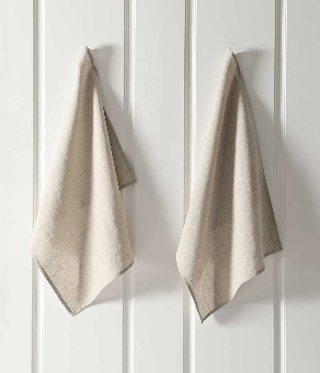 Linen tea towel set 2 natural