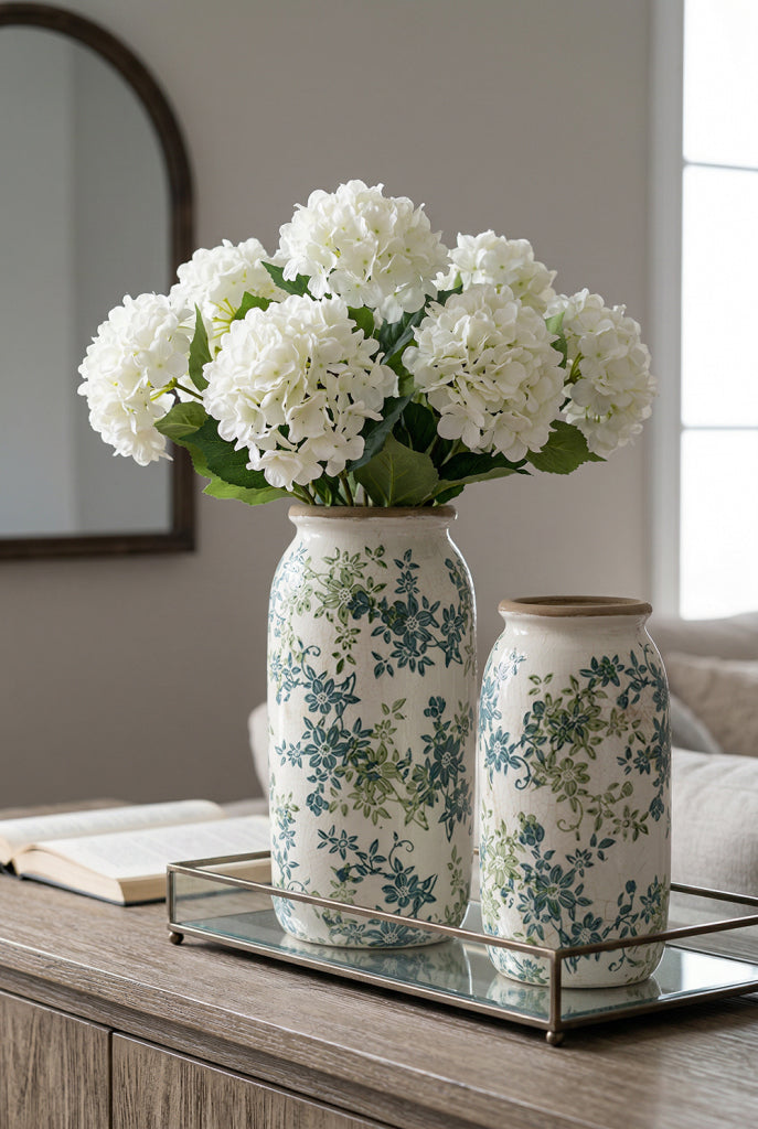 Green floral vase