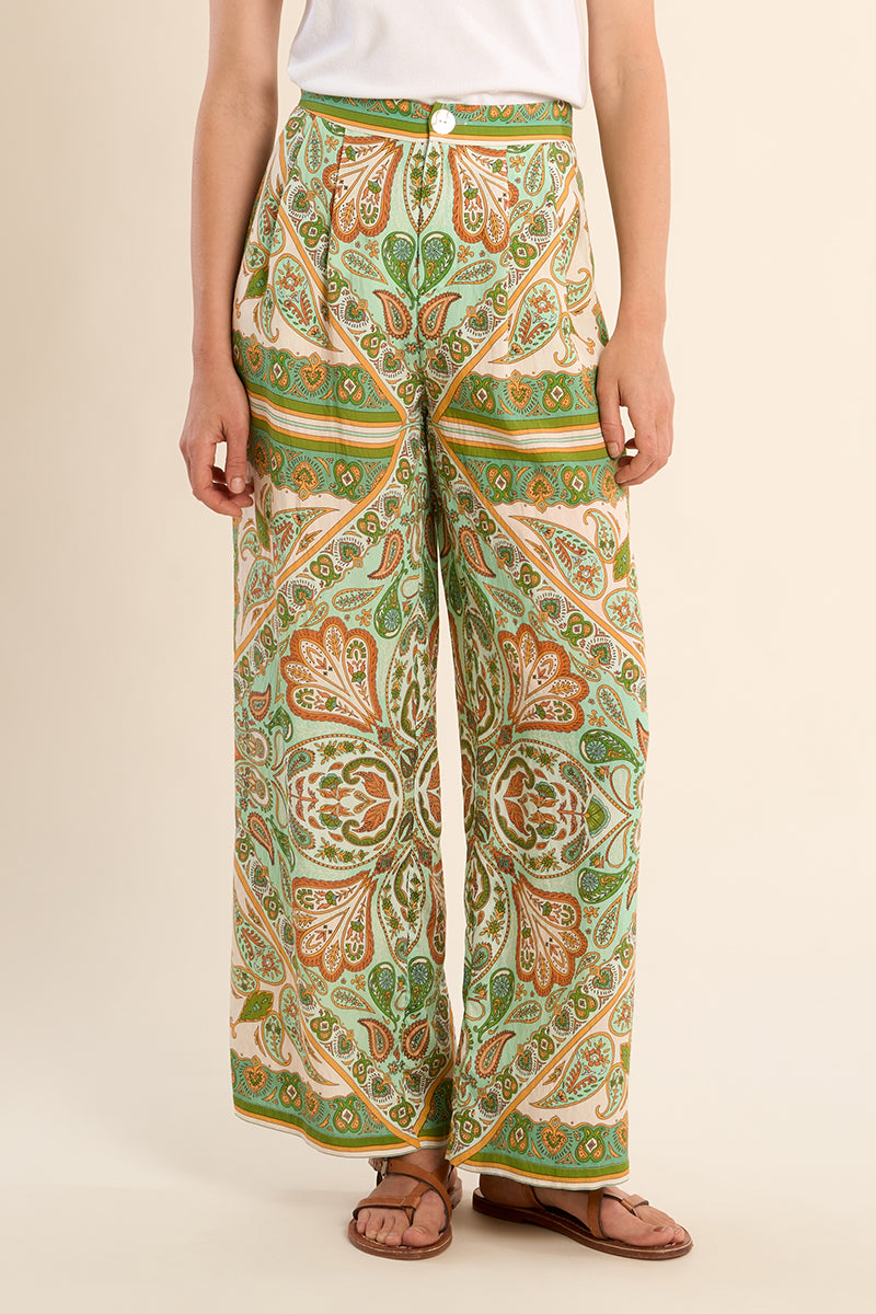 Molly Bracken Woven Pants - Green Ines - Medium