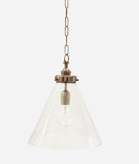 Vitrene Small Brass &amp; Glass Hanging Light - 35CM